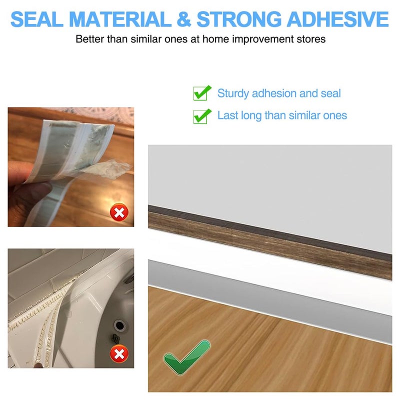 RHRVBSS 2 Rolls Caulk Tape Self Adhesive, Bathroom Waterproof White Caulking Sealant Strip Peel & Stick Wallpaper Floor Tile Toilet Tub Sink Backsplash Kitchen Wall Decor, Easier to Use Than Silicone Caulk - Image 4